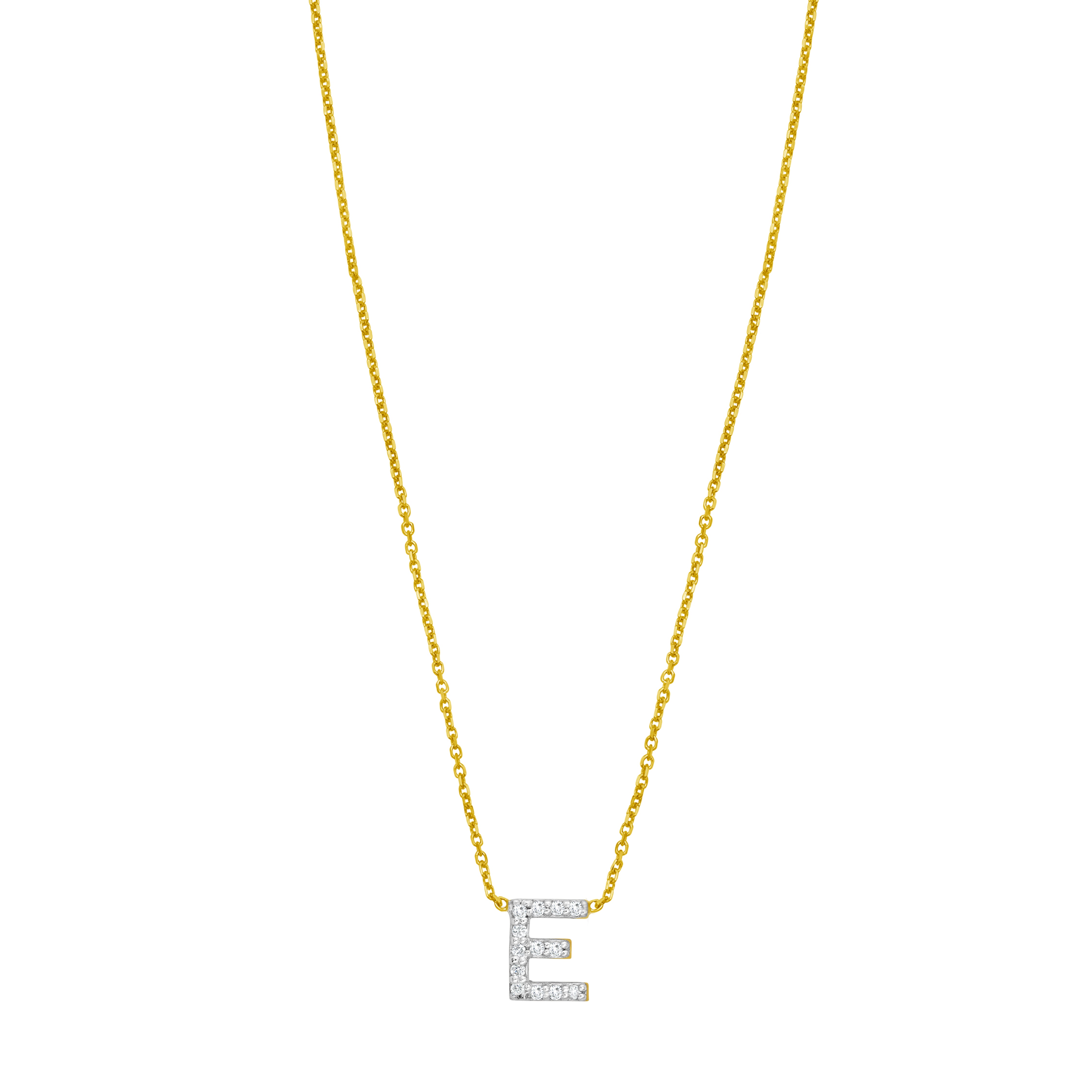 14K Mini Diamond E Initial