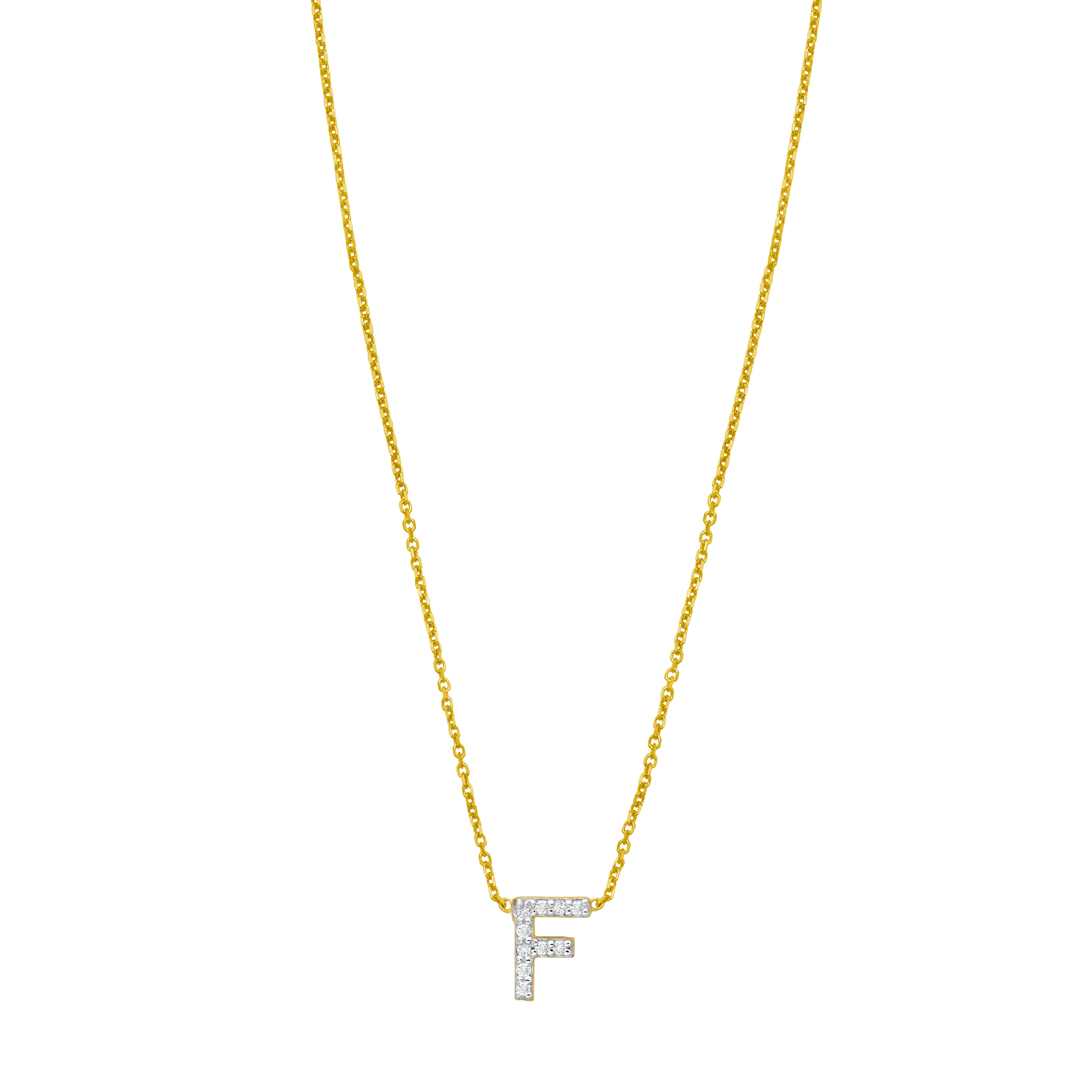 14K Mini Diamond F Initial