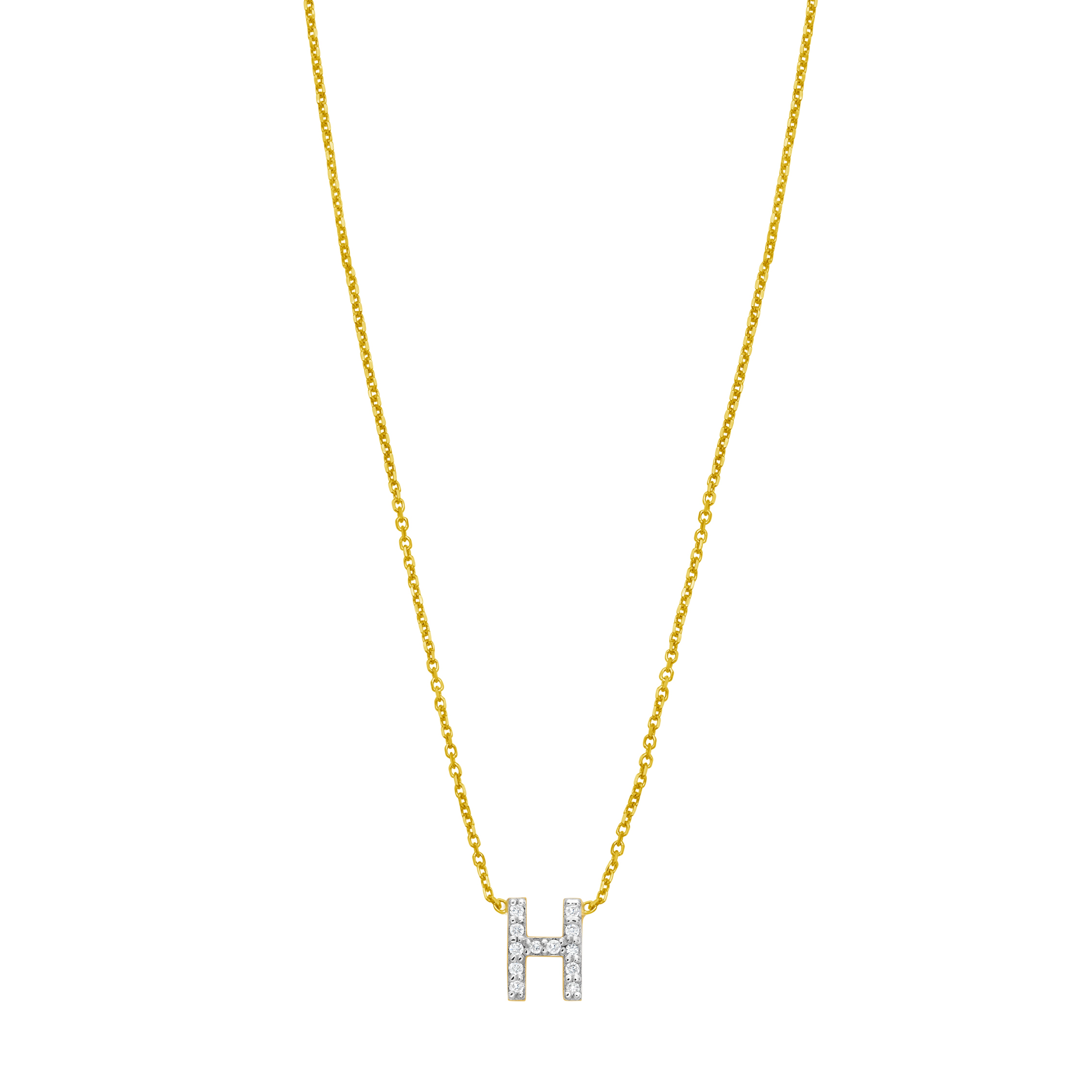 14K Mini Diamond H Initial