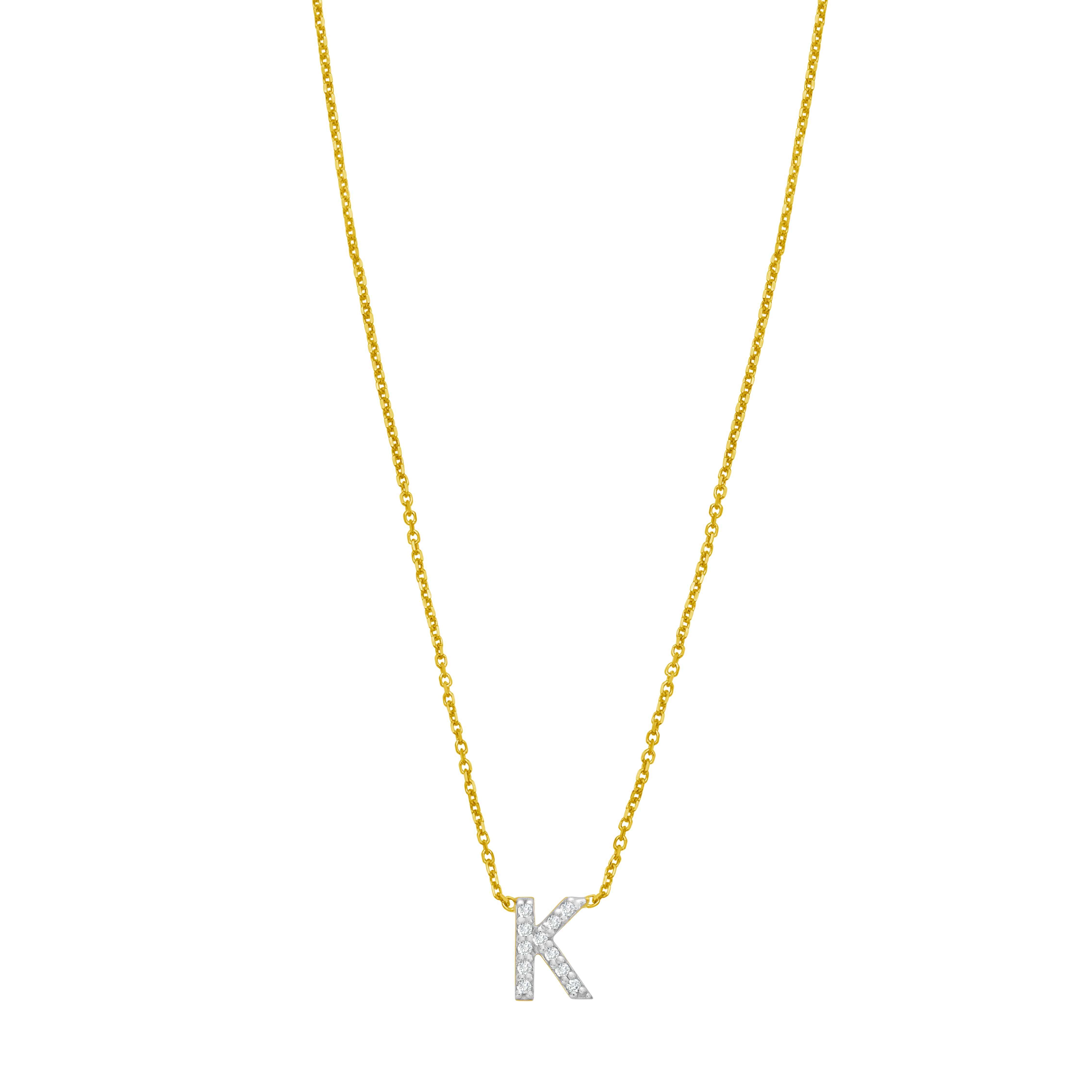 14K Mini Diamond K Initial