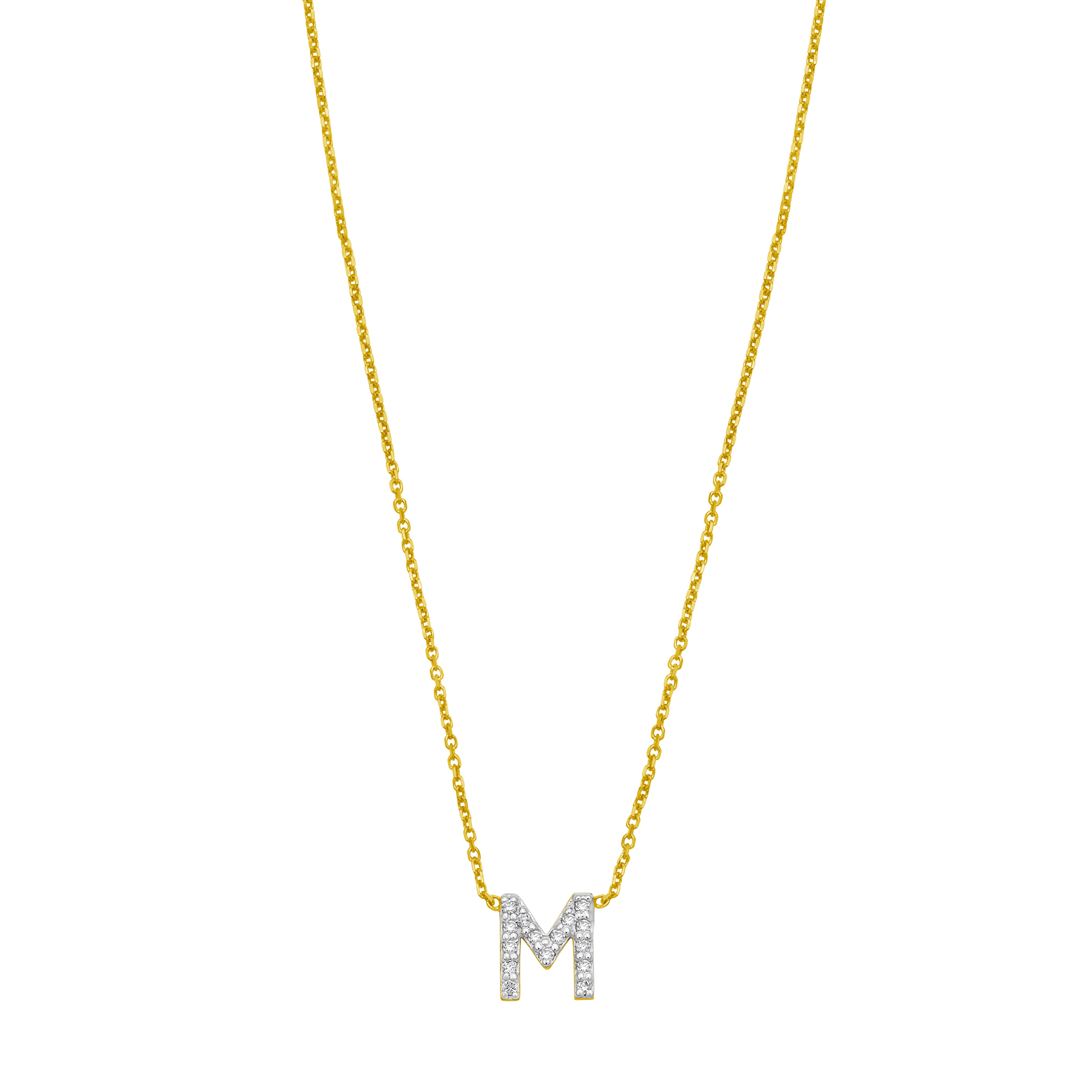 14K Mini Diamond M Initial