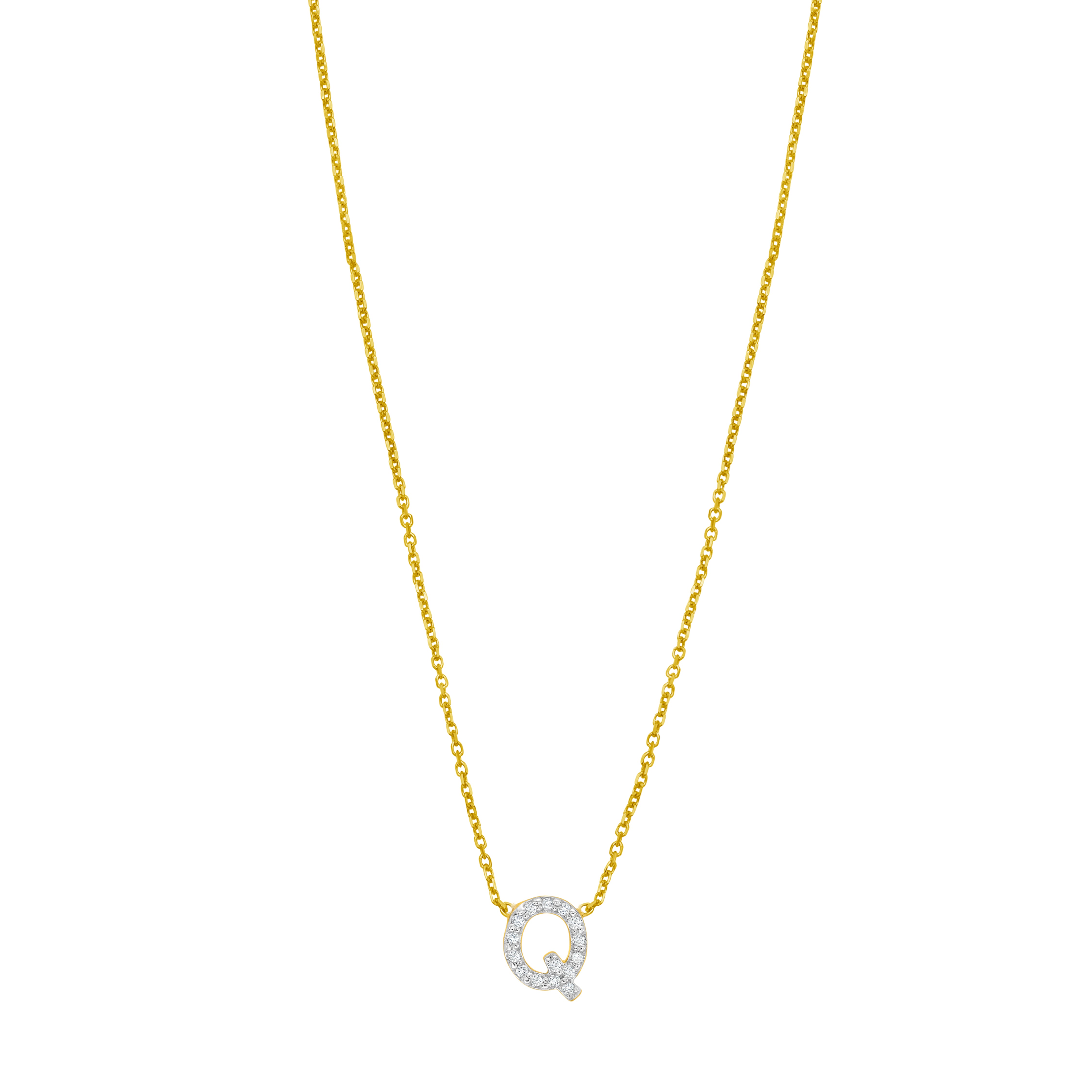 14K Mini Diamond Q Initial
