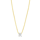 14K Mini Diamond R Initial