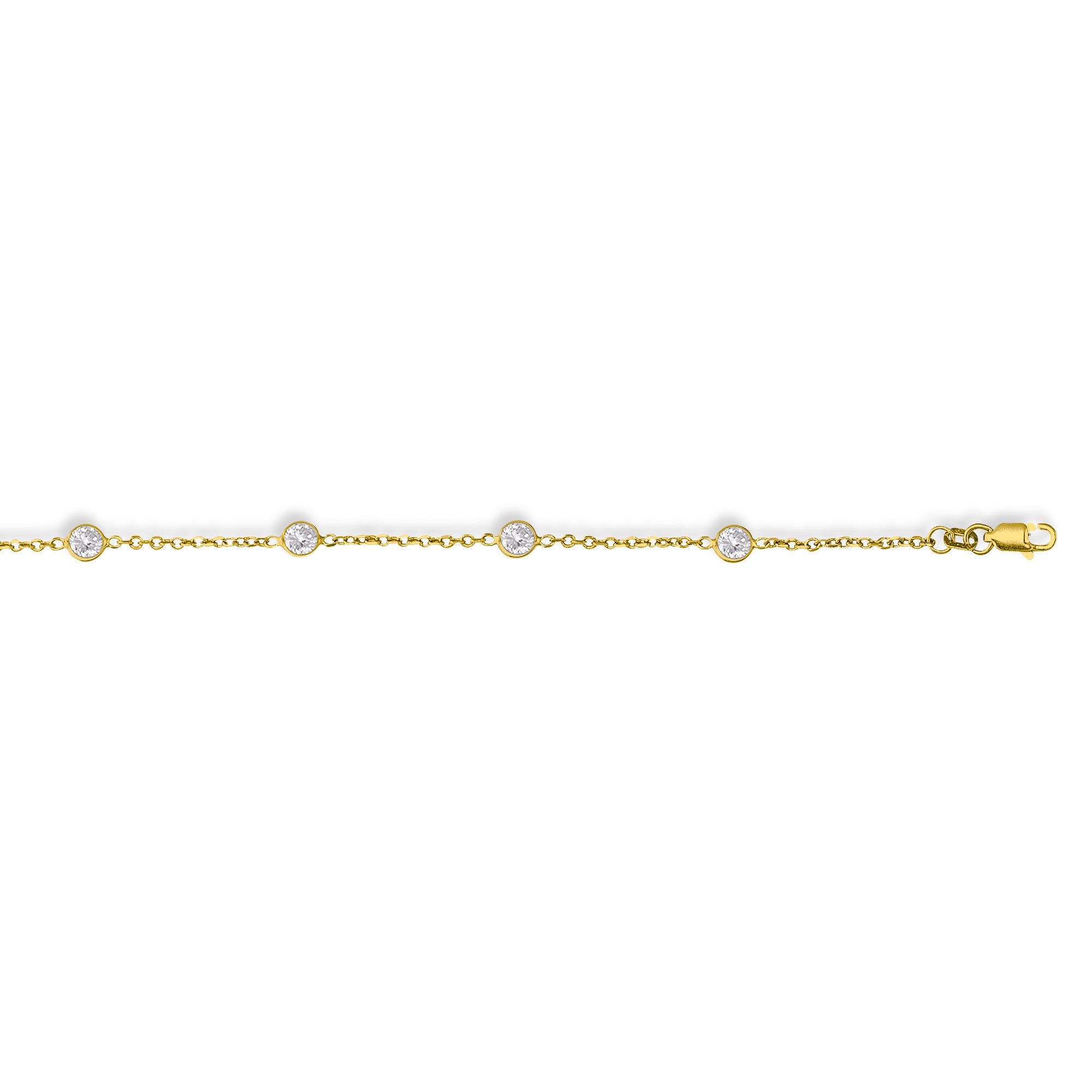 14K Gold CZ Station Bracelet