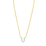14K Mini Diamond U Initial