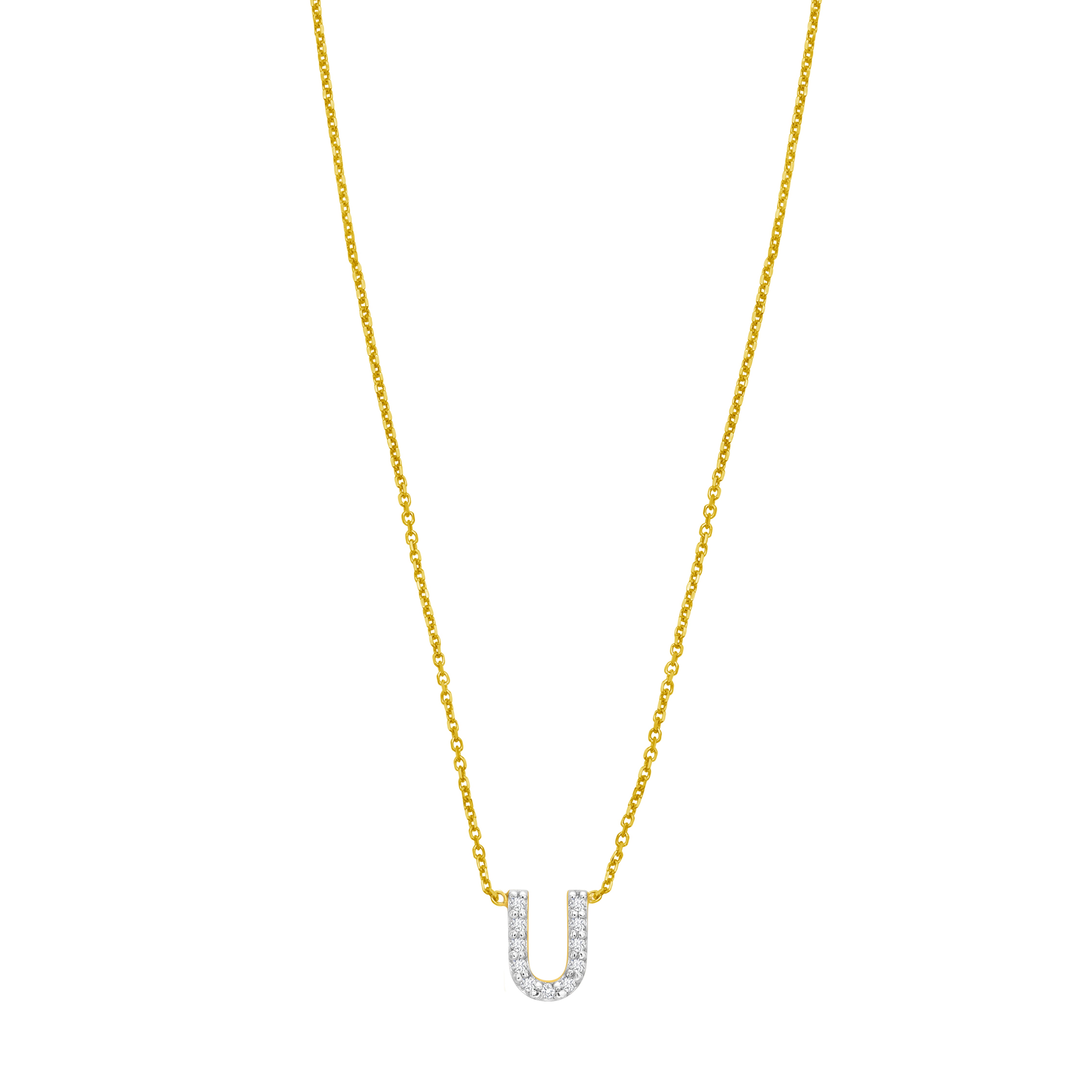 14K Mini Diamond U Initial