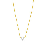 14K Mini Diamond V Initial