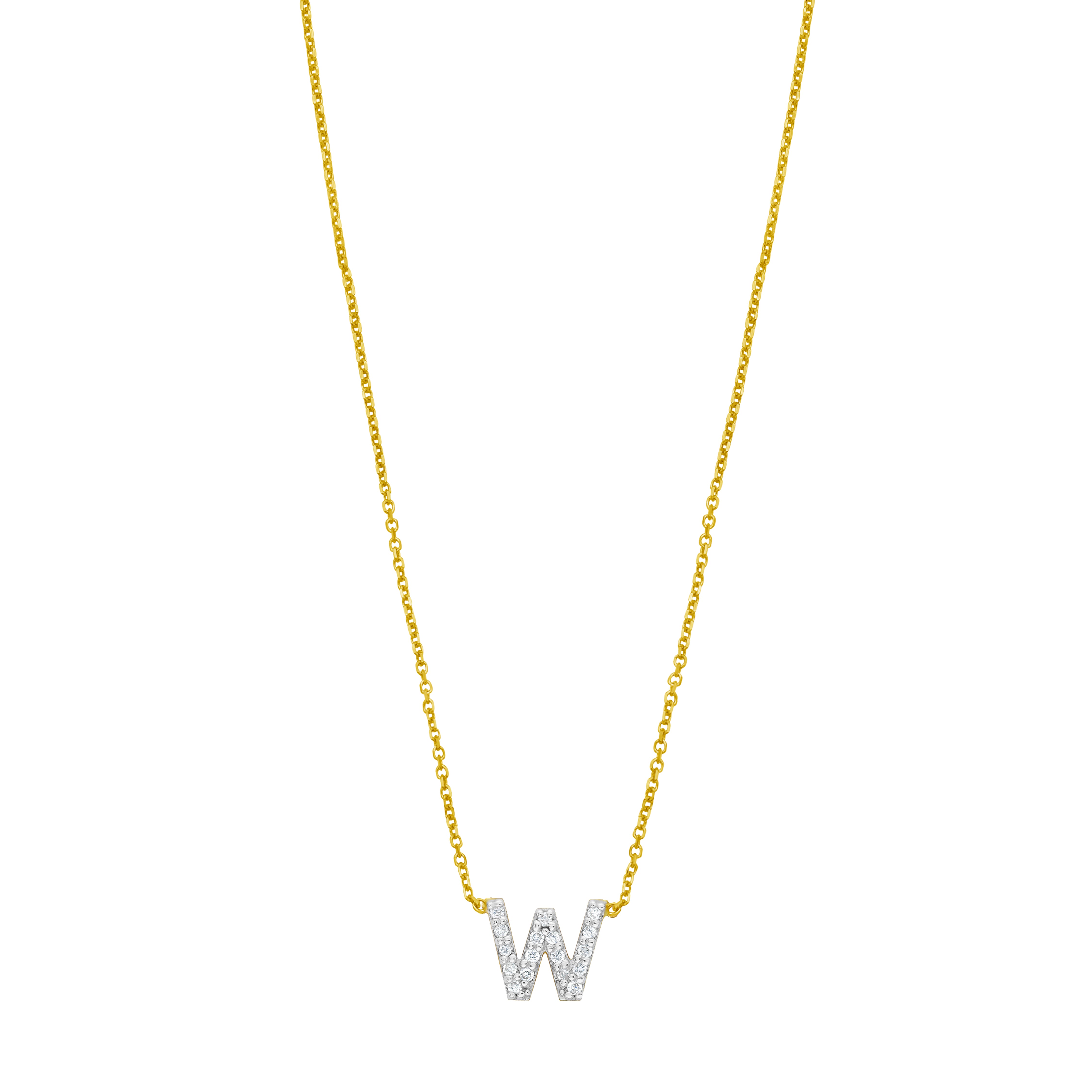 14K Mini Diamond W Initial