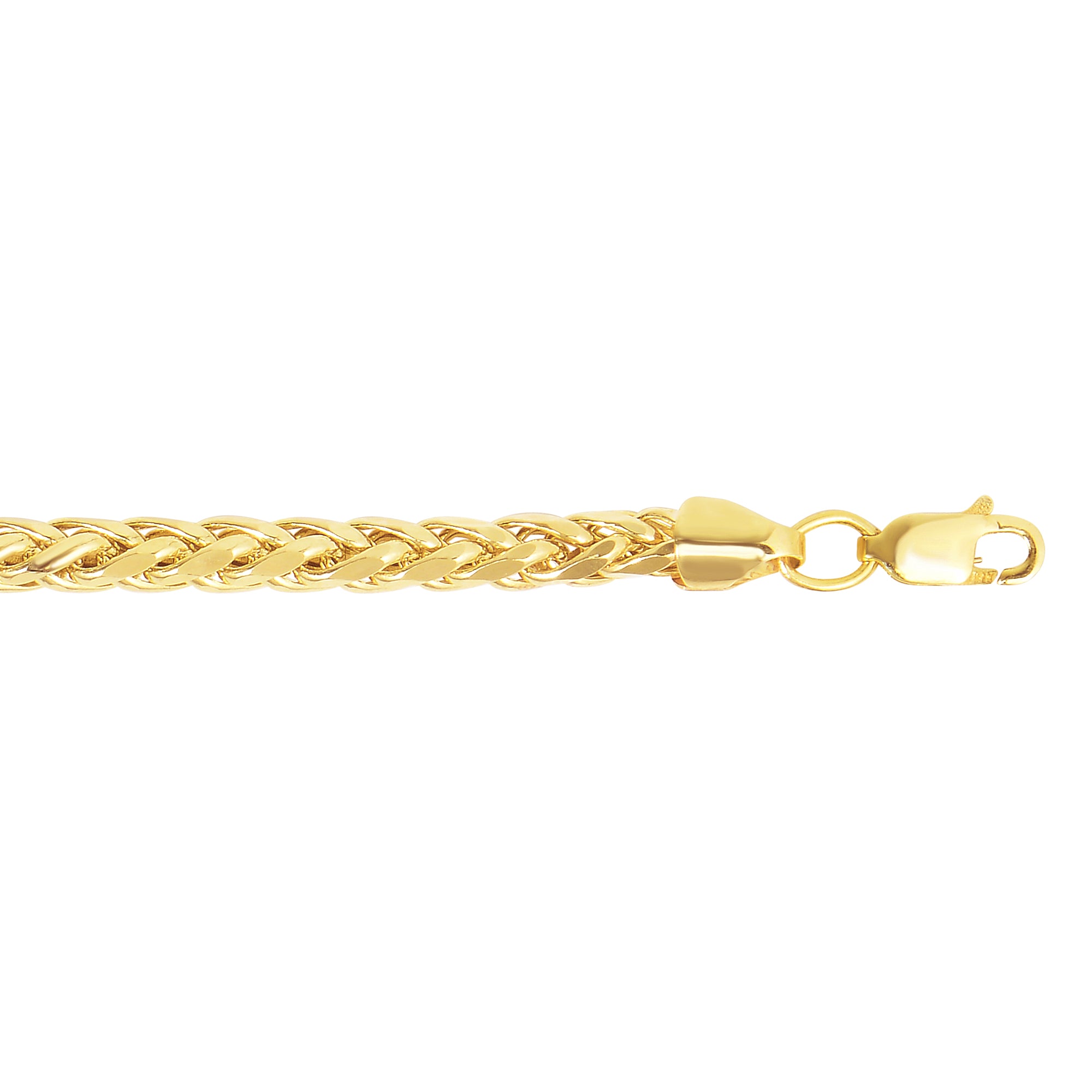 14K Gold 22"" 4.1mm Diamond Cut Lite Round Wheat Chain