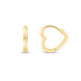 14K Heart Huggie Hoops