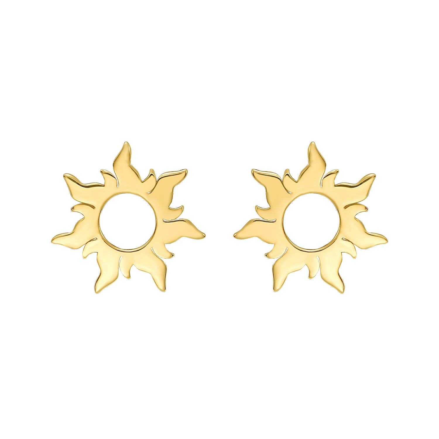 14K Flaring Sun Stud Earrings