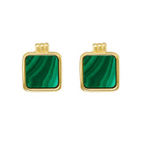 14K Malachite Square Stud