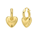 14K Puffy Heart Dangle Huggie Hoops