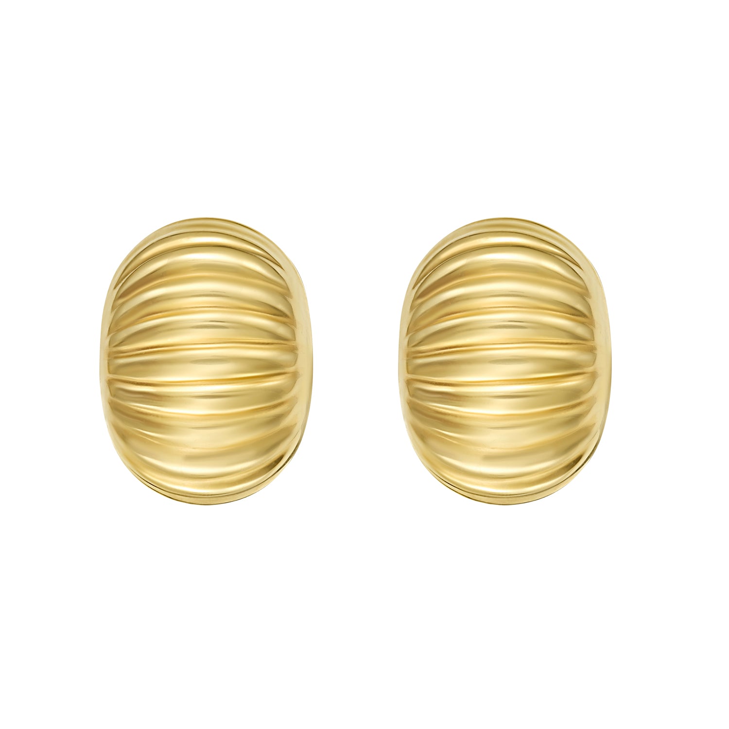 14K Oval Button Earrings