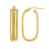 14K Double Row Paperclip Hoop Earrings