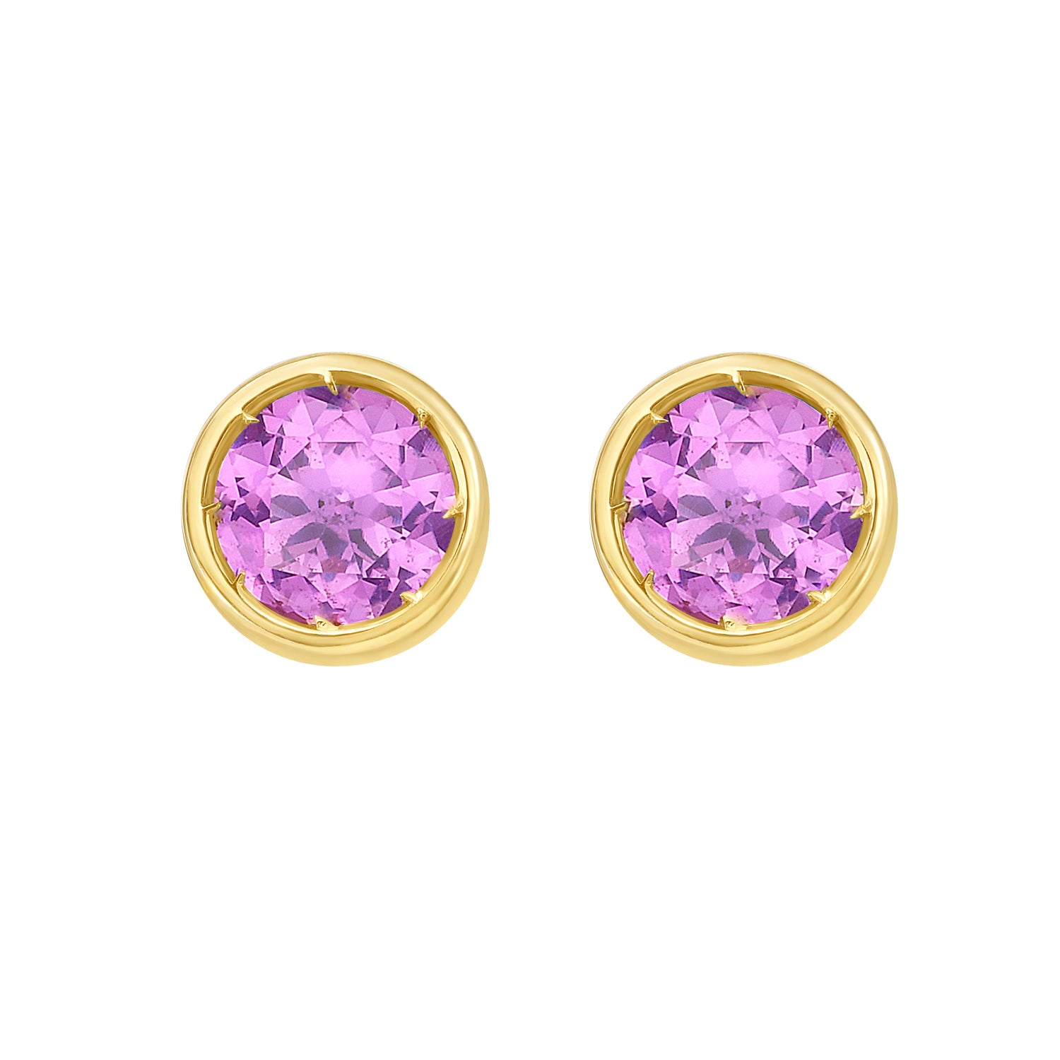 14K Created Pink Sapphire Birthstone Earrings