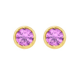 14K Created Pink Sapphire Birthstone Earrings