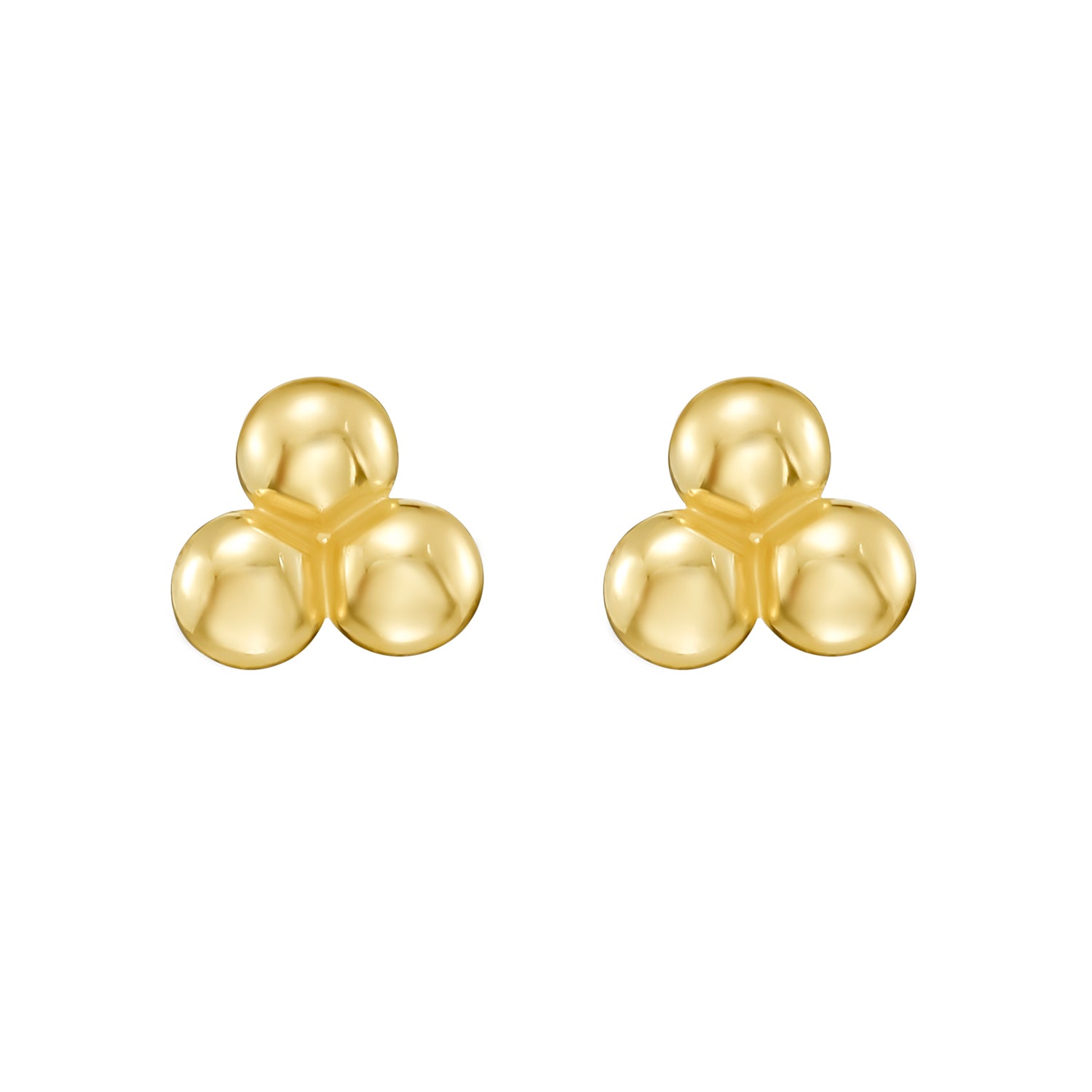 14K Triple Bead Post Earrings