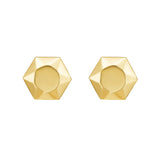 14K Flat Back Hexagon Earrings