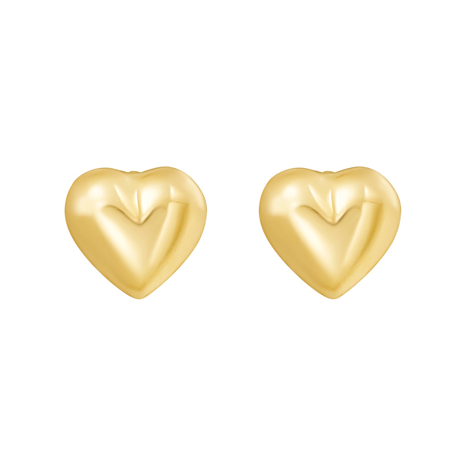 14K Mini Puffed Heart Studs