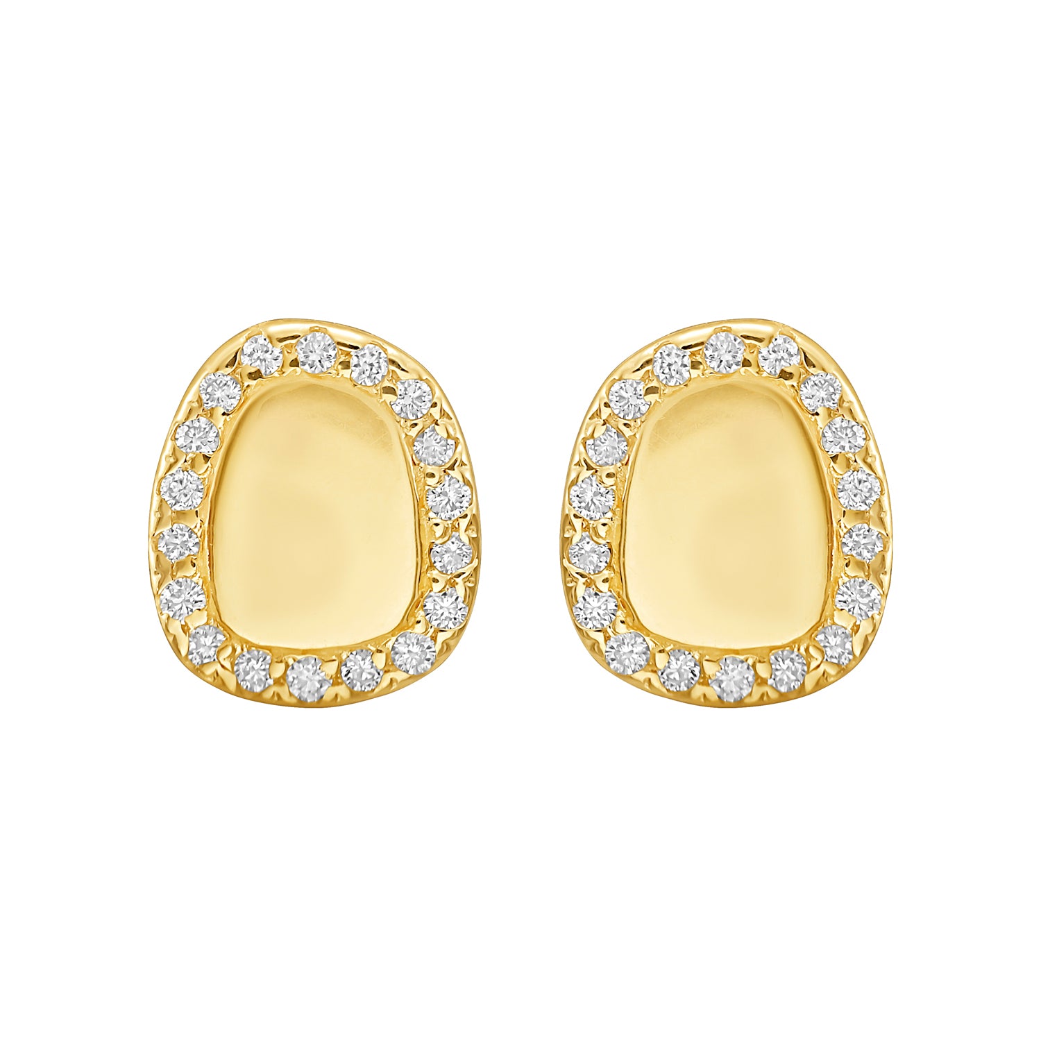 14K Diamond Freeform Cushion Earrings