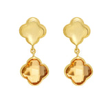 14K Citrine Clover Gem Earrings