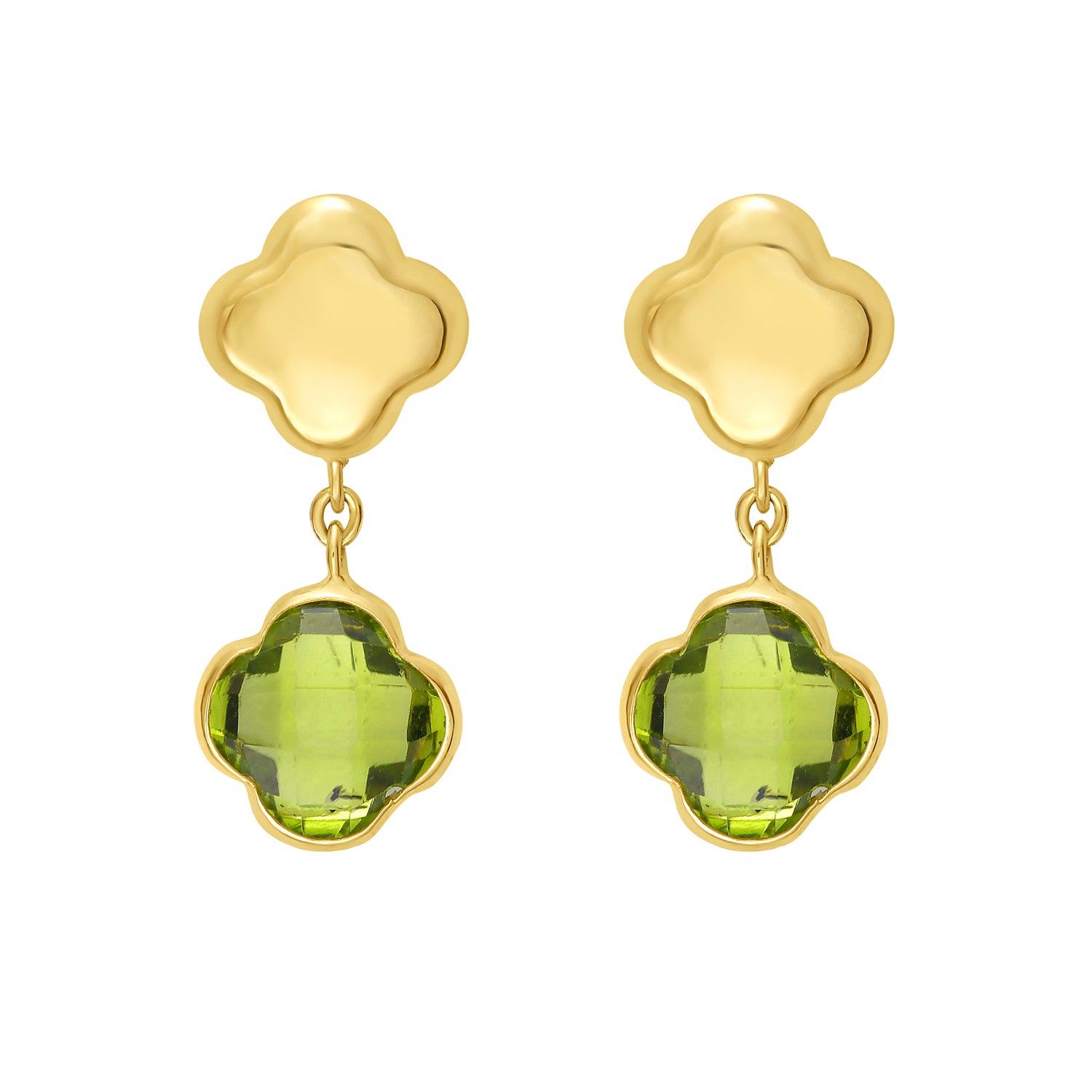14K Peridot Clover Gem Earrings