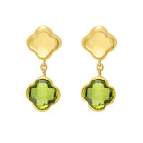 14K Peridot Clover Gem Earrings