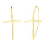 14K Gold Cross Threader Earring