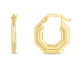 14K Puffed Hexagon Hoops
