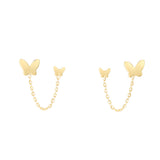 14K Double Pierced Butterfly Earrings