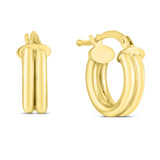 14K Gold 8mm Double Row Round Hoops