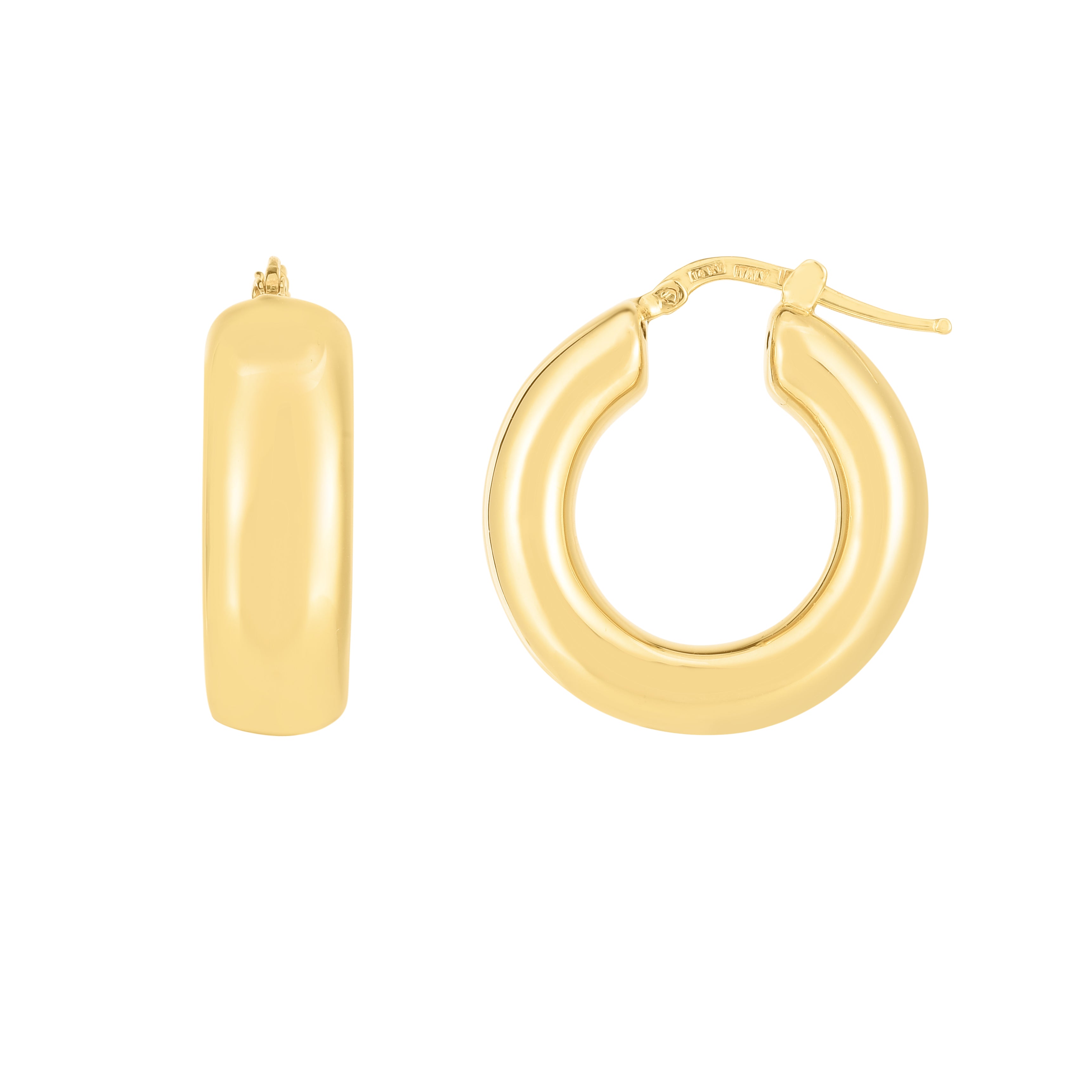 14K Medium Puffy Hoops