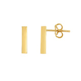 14K Gold Medium Polished Bar Stud Earring