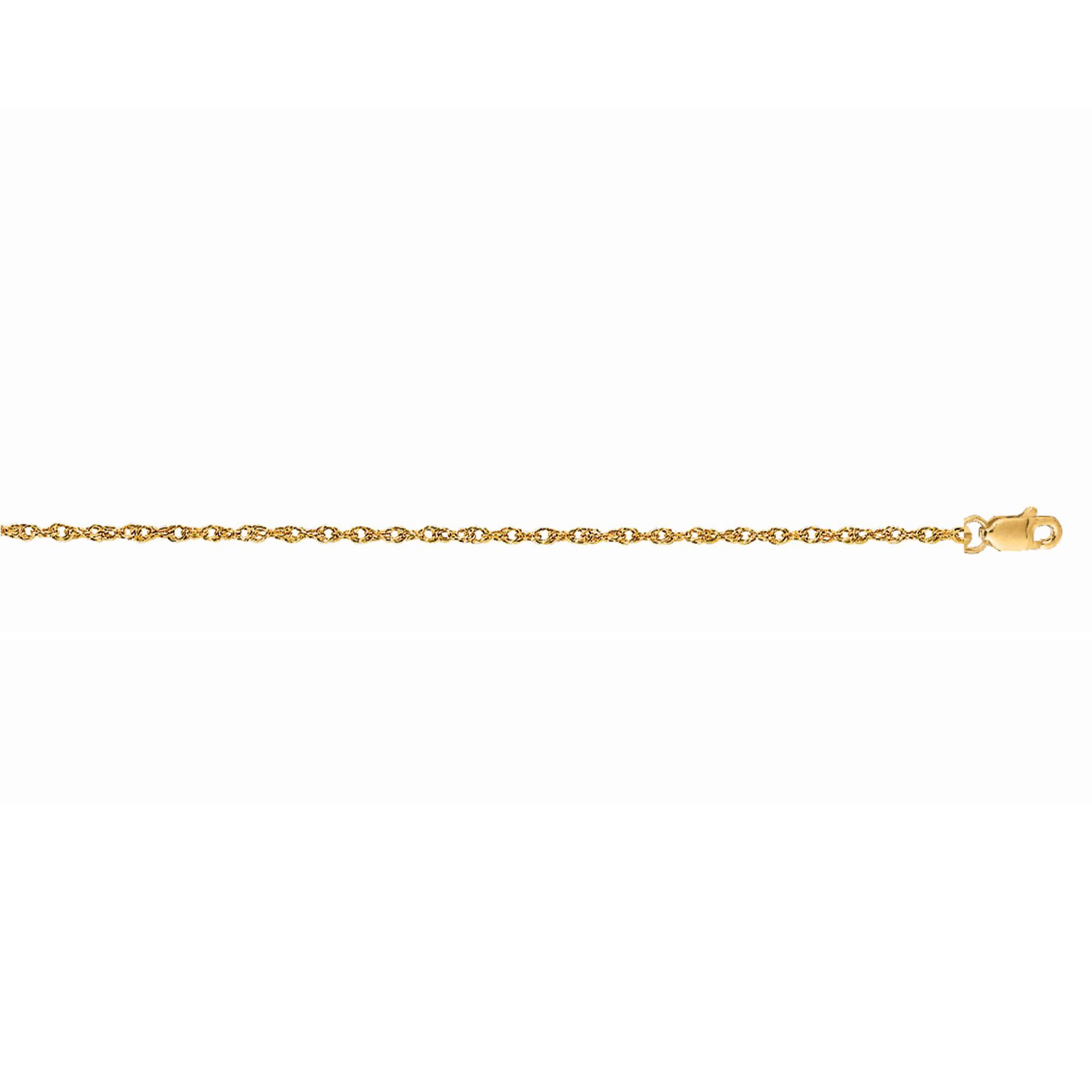 14K Gold 0.85mm Machine Rope Chain (Carded)
