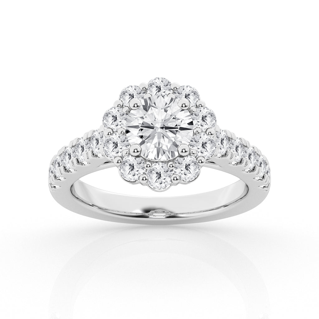 14K White Gold Lab Diamond Celestial Halo Engagement Ring