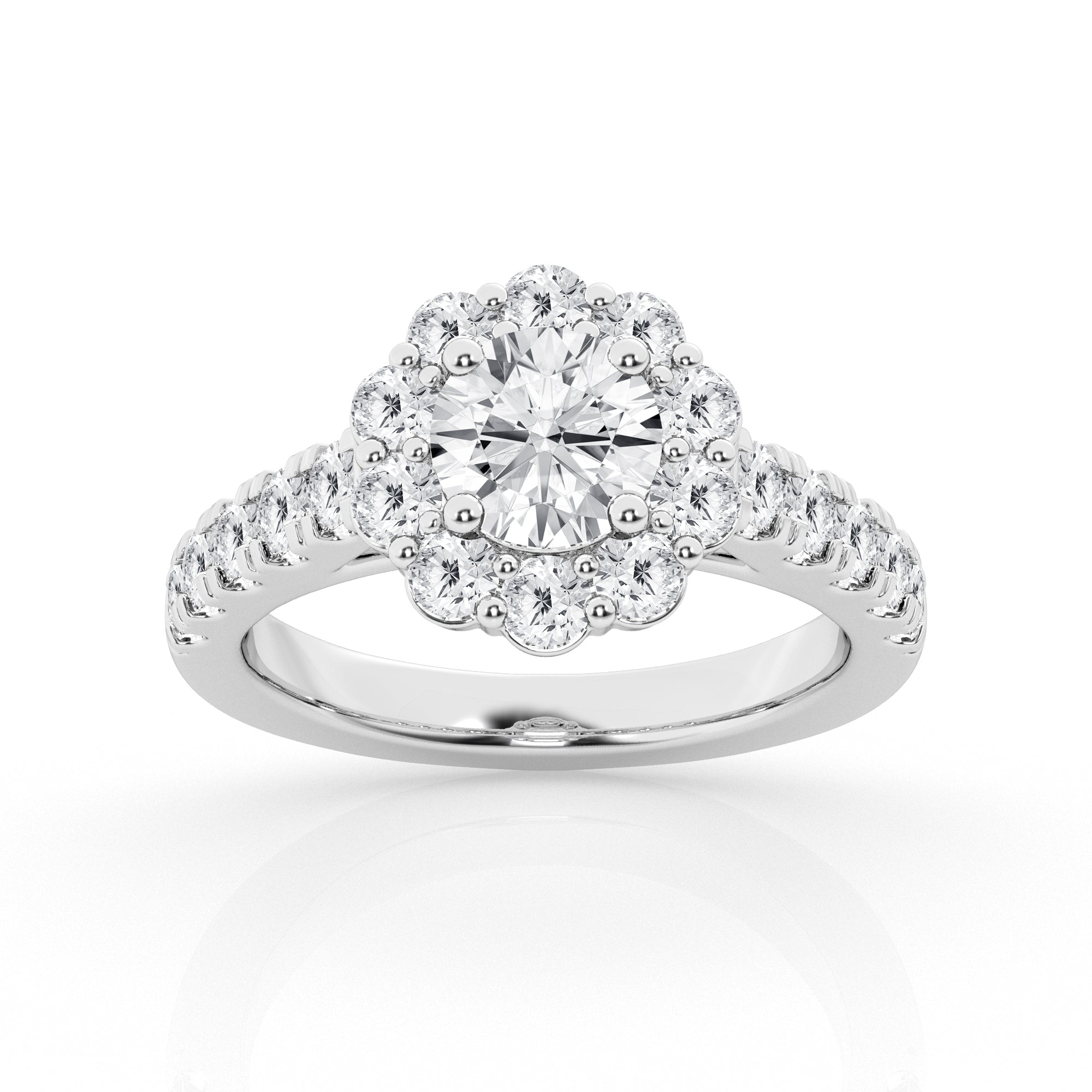 14K White Gold Lab Diamond Celestial Halo Engagement Ring