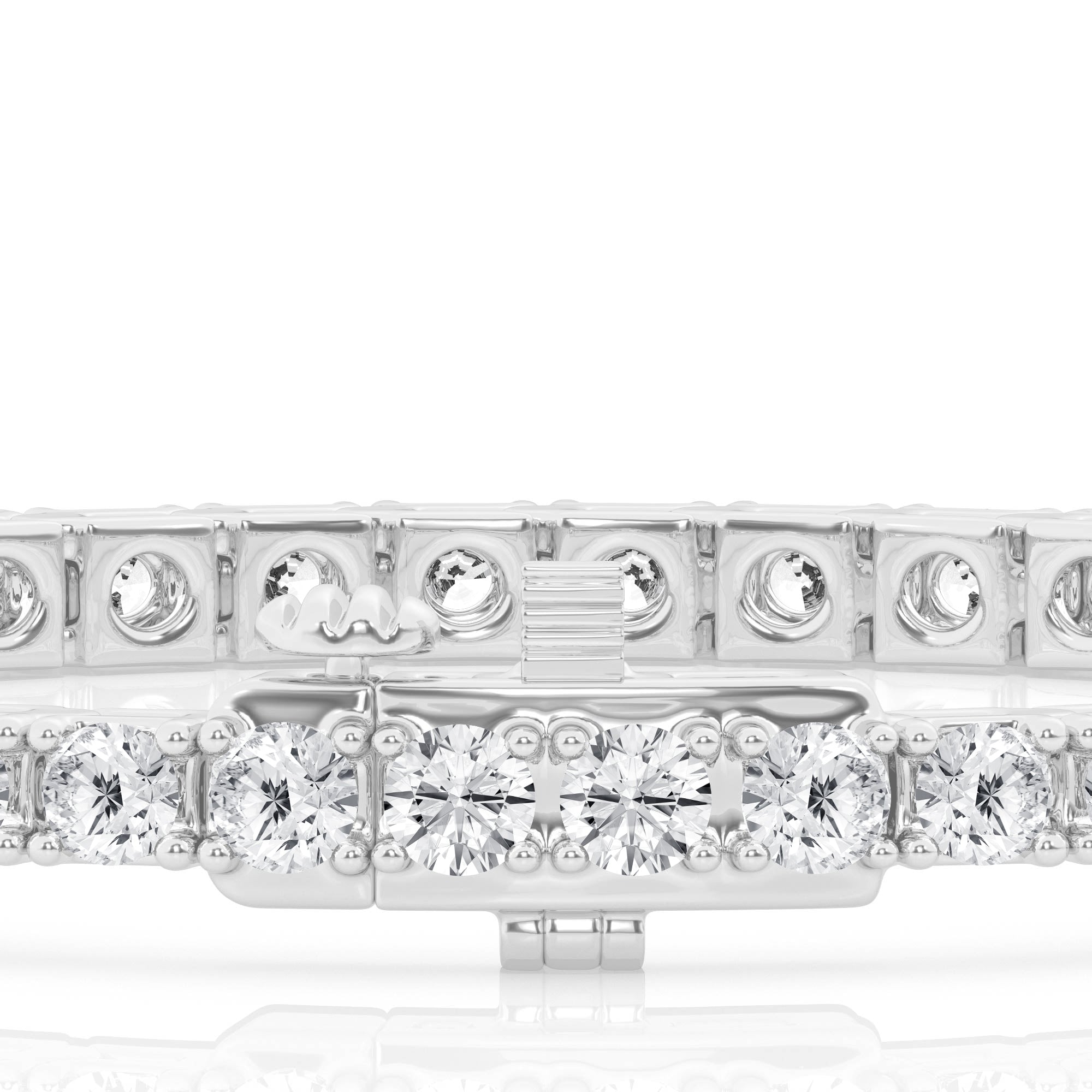 14K White Gold 4ctw Lab Diamond Round Tennis Bracelet