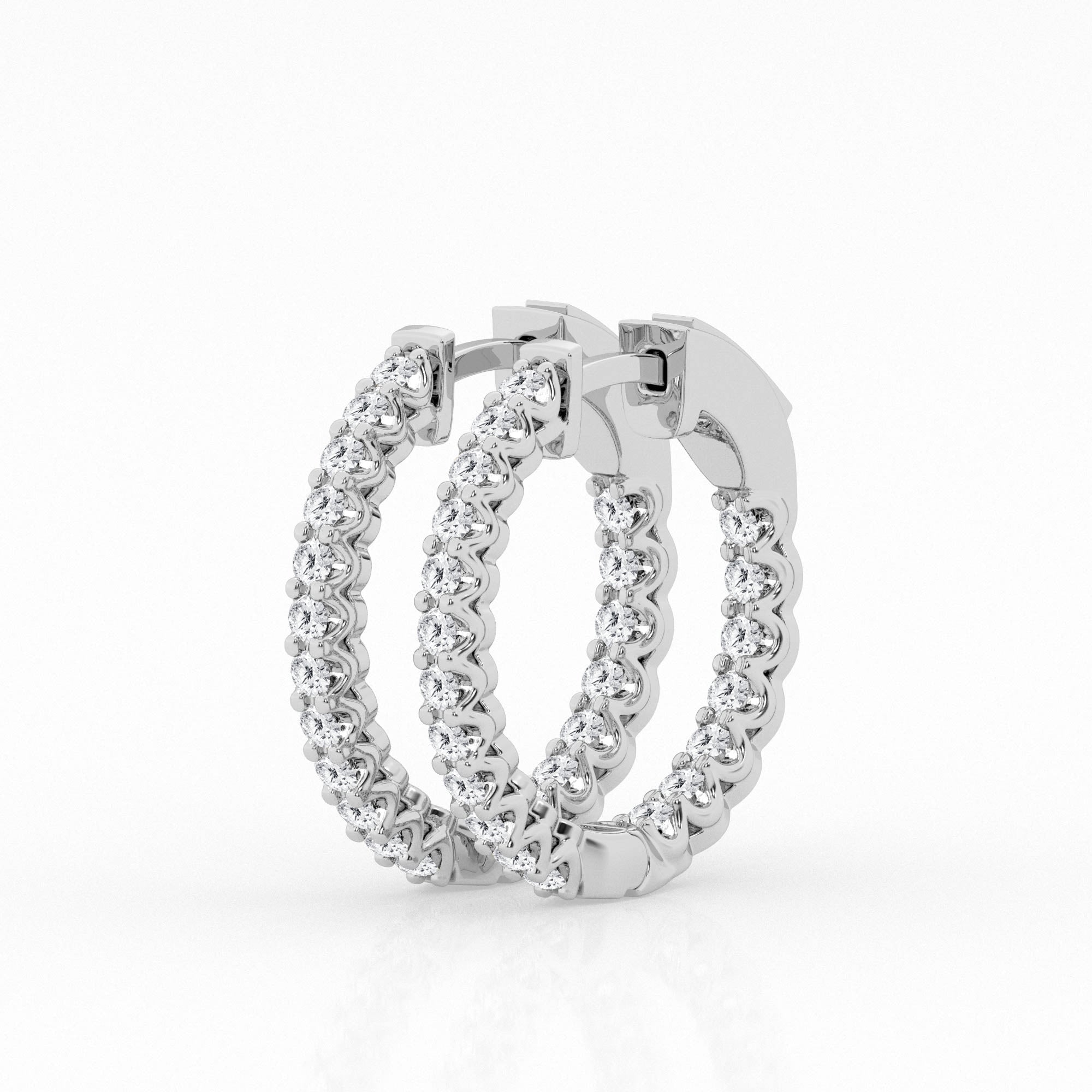 14K White Gold Lab Diamond Hoop Earrings (2.5 cttw)