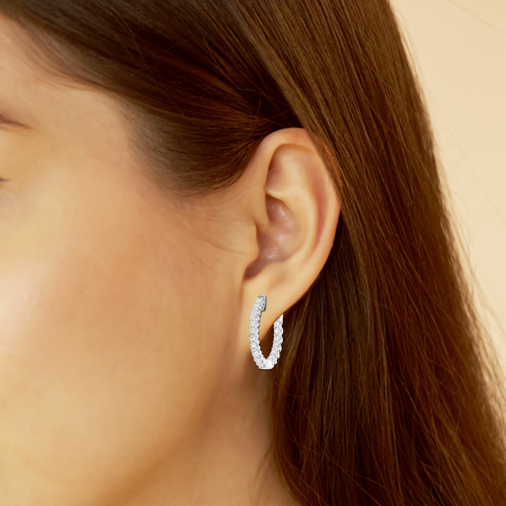14K White Gold Lab Diamond Hoop Earrings (3.5 ctw)