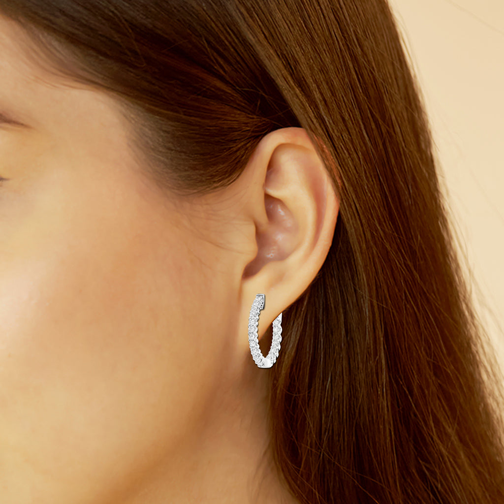 14K White Gold Lab Diamond Round Hoop Earrings (8.00 cttw)