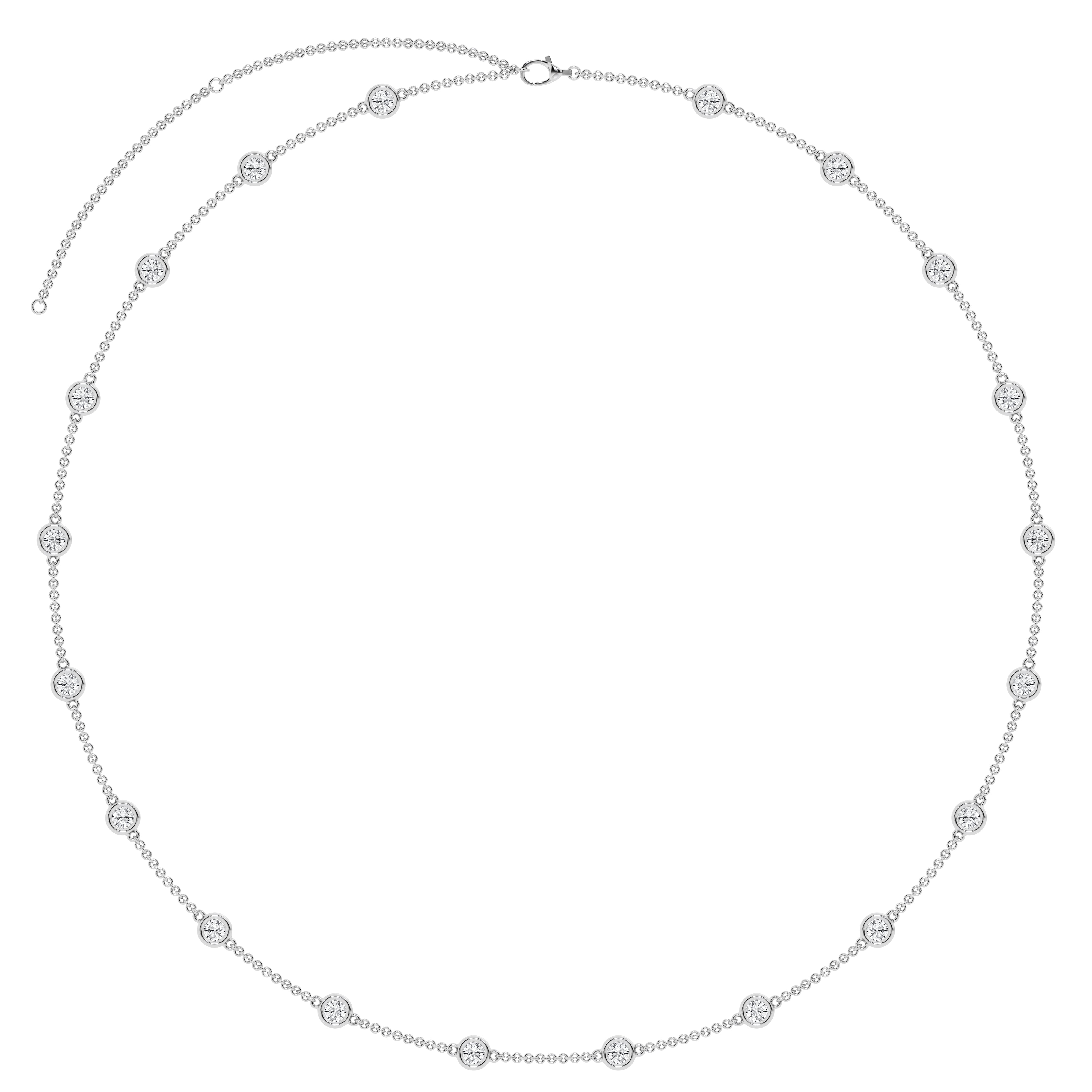 14K Yellow Gold Lab Diamond Stationed Necklace