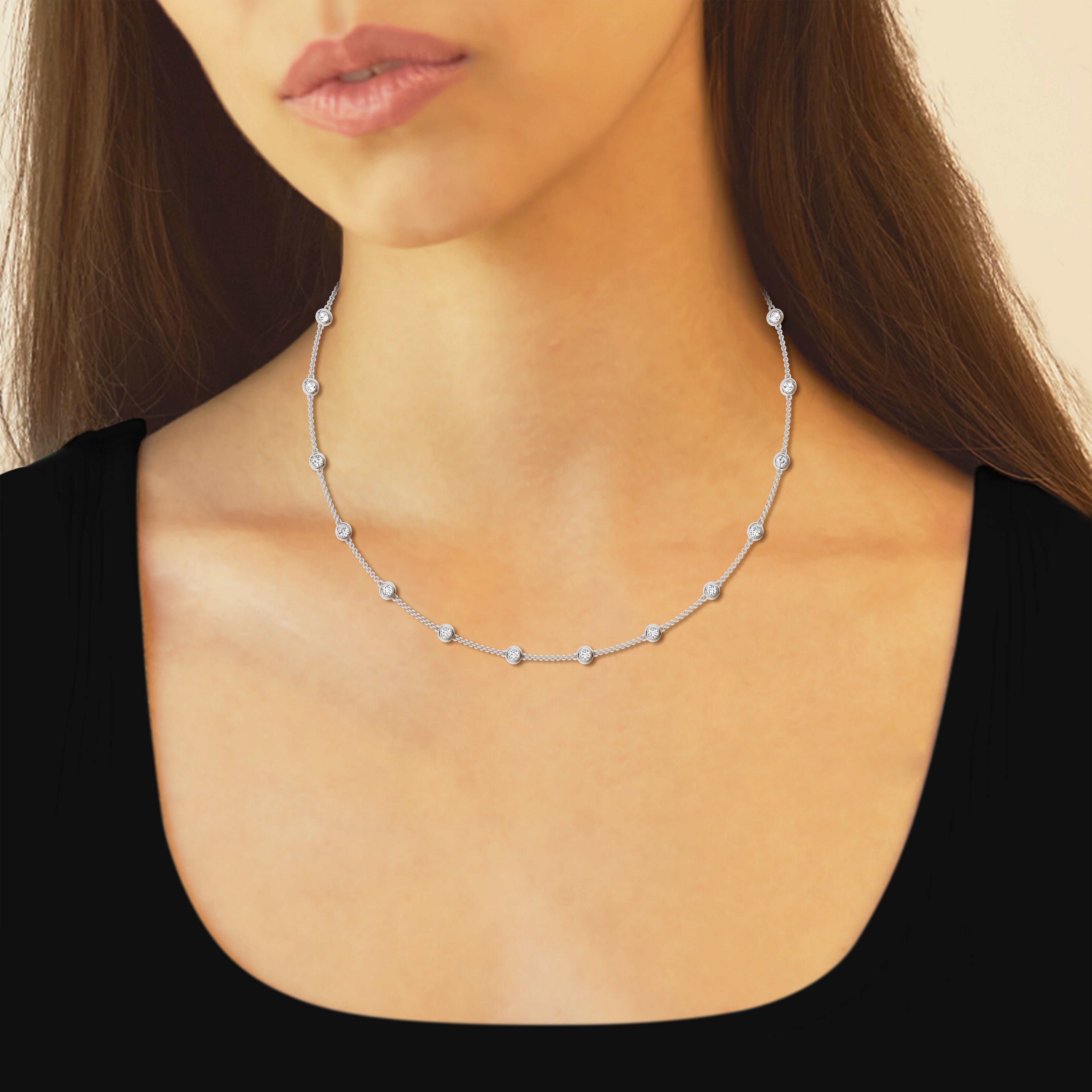 14K Yellow Gold Lab Diamond Stationed Necklace