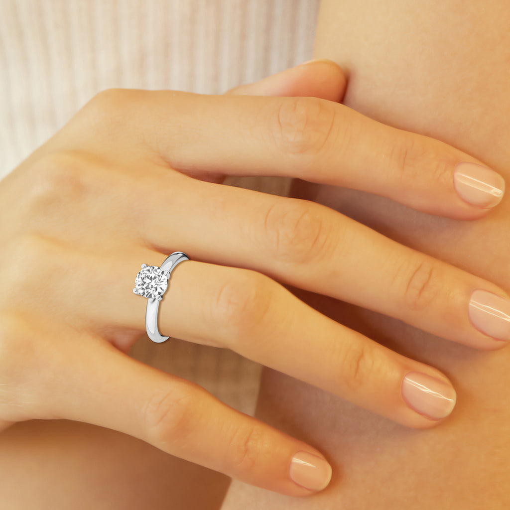 14K White Gold 1ct Lab Diamond Solitaire Ring