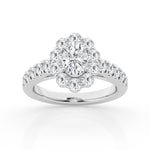 14K White Gold Oval Lab Diamond Halo Engagement Ring