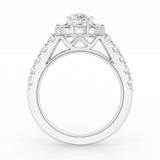 14K White Gold Oval Lab Diamond Halo Engagement Ring