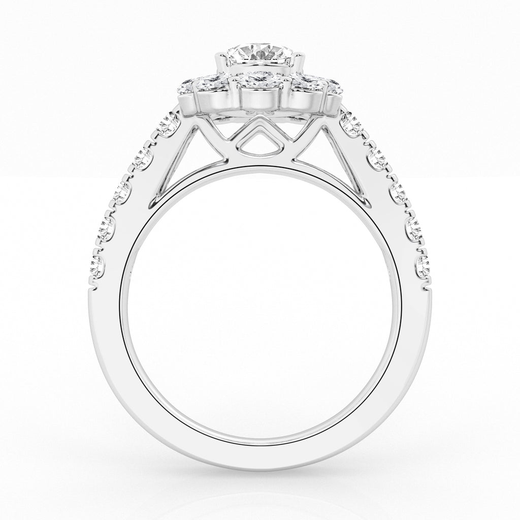 14K White Gold Oval Lab Diamond Halo Engagement Ring