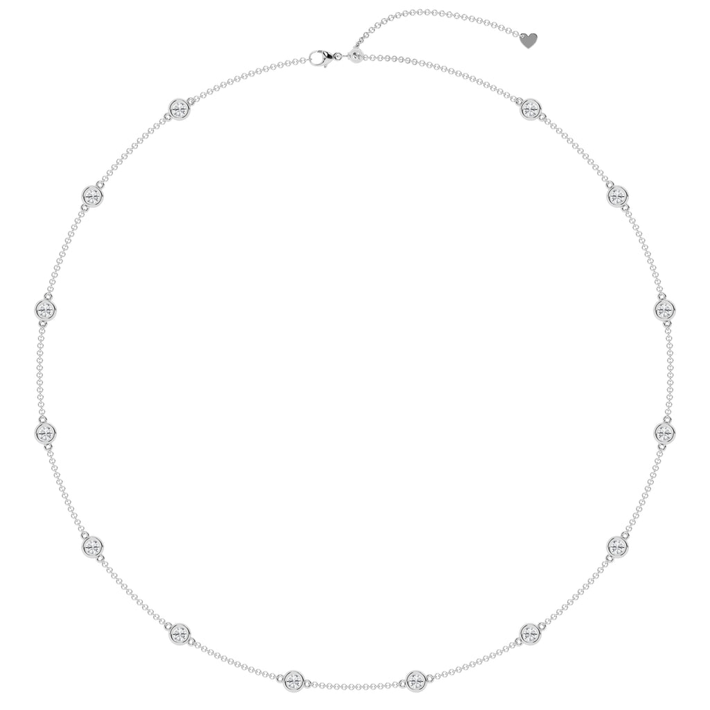 14K White Gold Lab Diamond Station Necklace - 2ctw