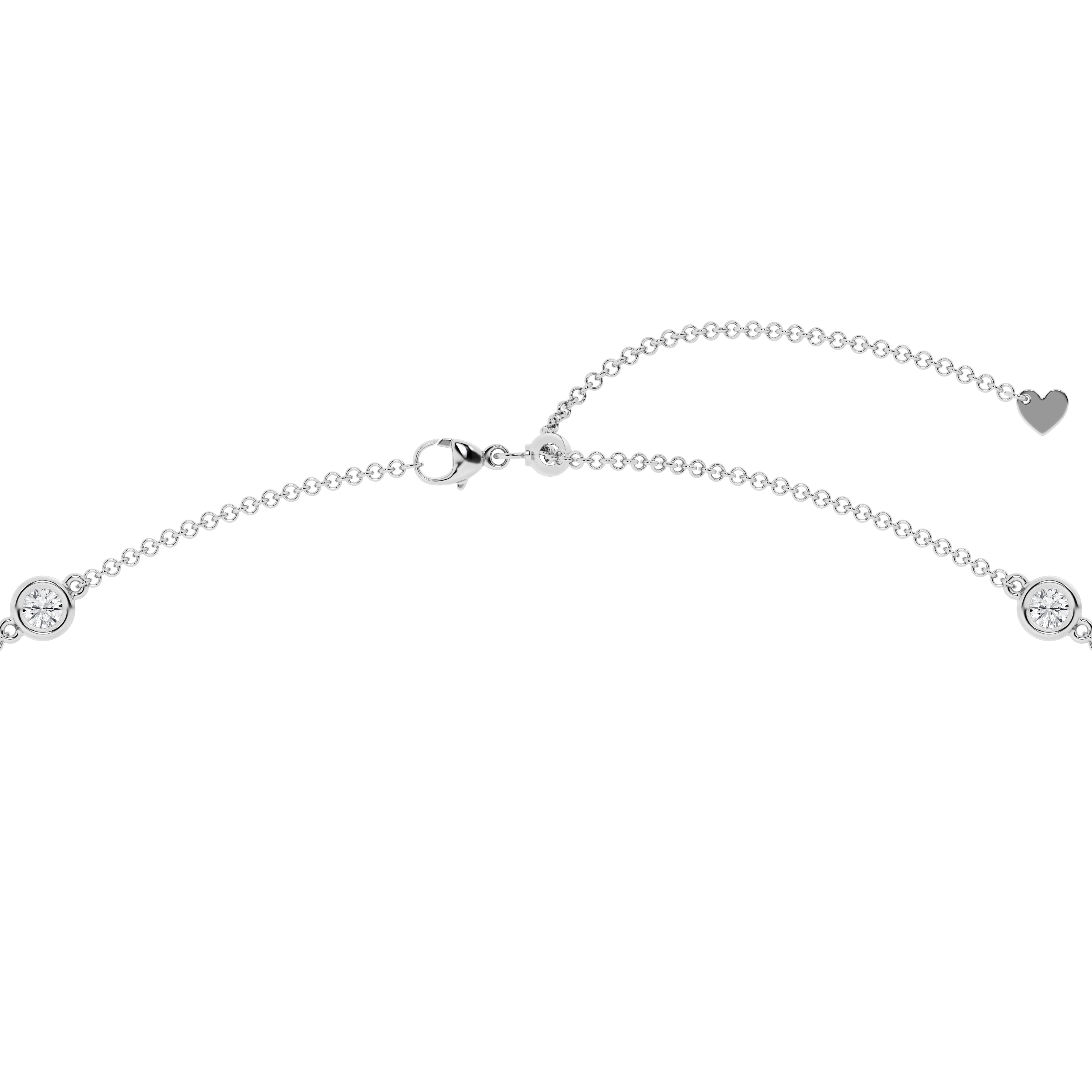 14K White Gold Lab Diamond Station Necklace - 2ctw