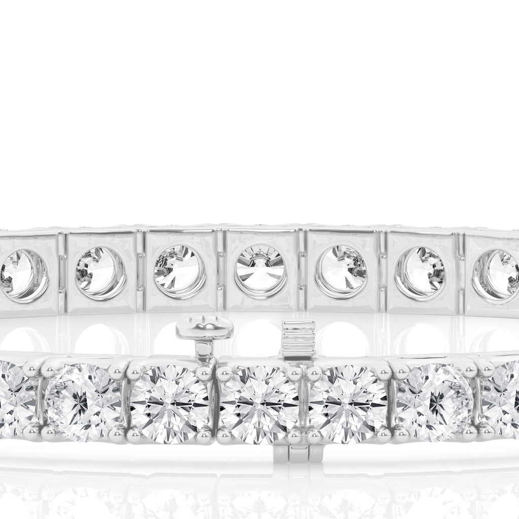 14K White Gold Lab Diamond Round Tennis Bracelet
